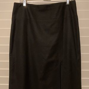 Black below-knee banana republic wool skirt with slit